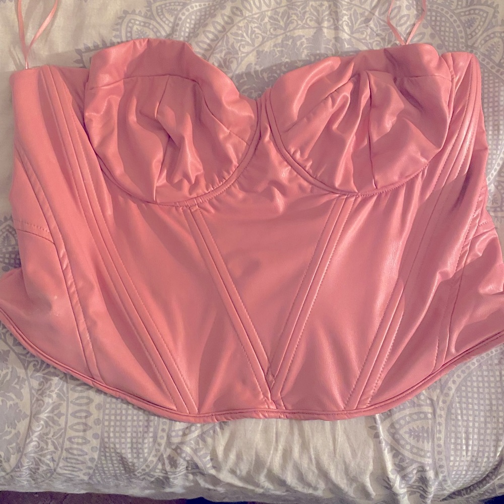 PINK CORSET TOP WITH ZIPPER IN BACK